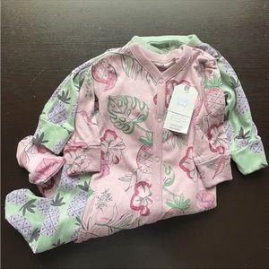 NWT Next Baby Thick Cotton Botanical Print Footed Sleepers 3-6m